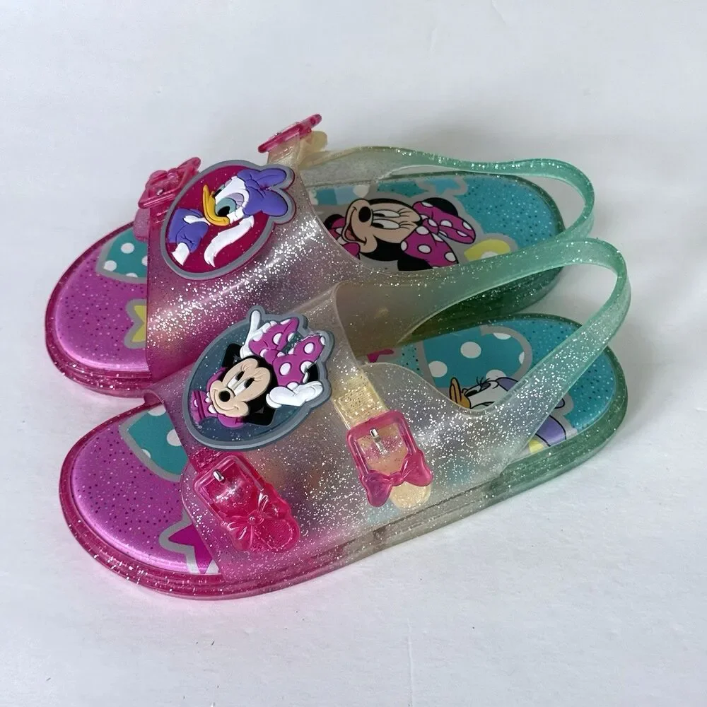 Disney Girl's Sz 12 Minnie Mouse Daisy Duck Little Girls Jelly Sandals Shoes EUC
